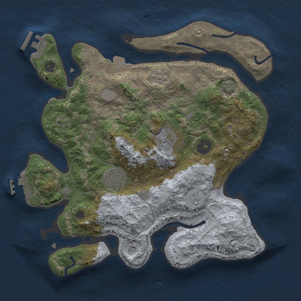 Rust Map: Procedural Map, Size: 3000, Seed: 60105, 11 Monuments