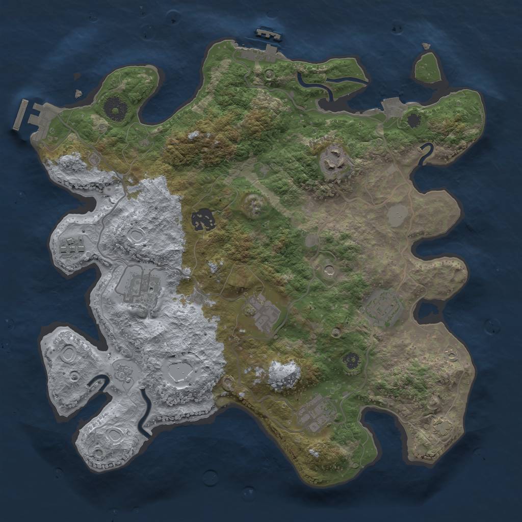 Rust Map: Procedural Map, Size: 3300, Seed: 558666747, 15 Monuments
