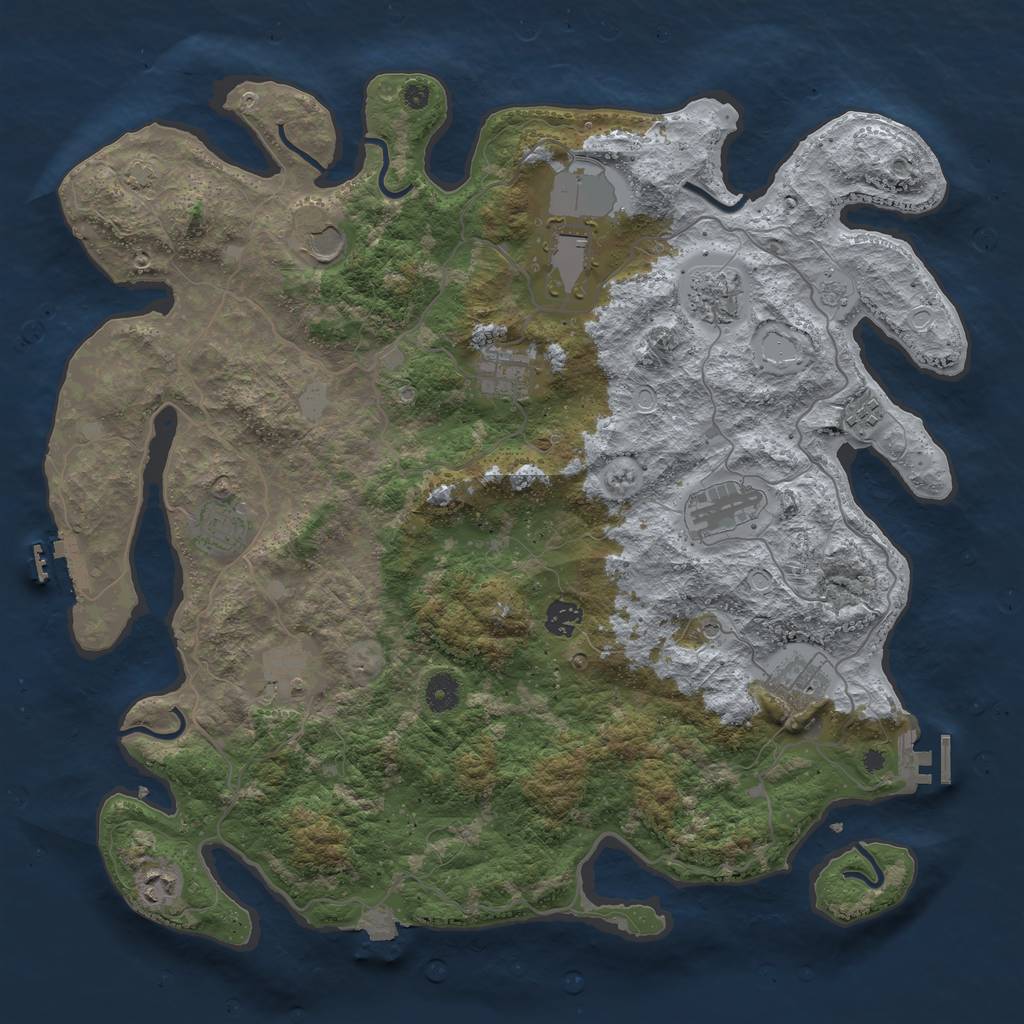 Rust Map: Procedural Map, Size: 4200, Seed: 424273531, 19 Monuments