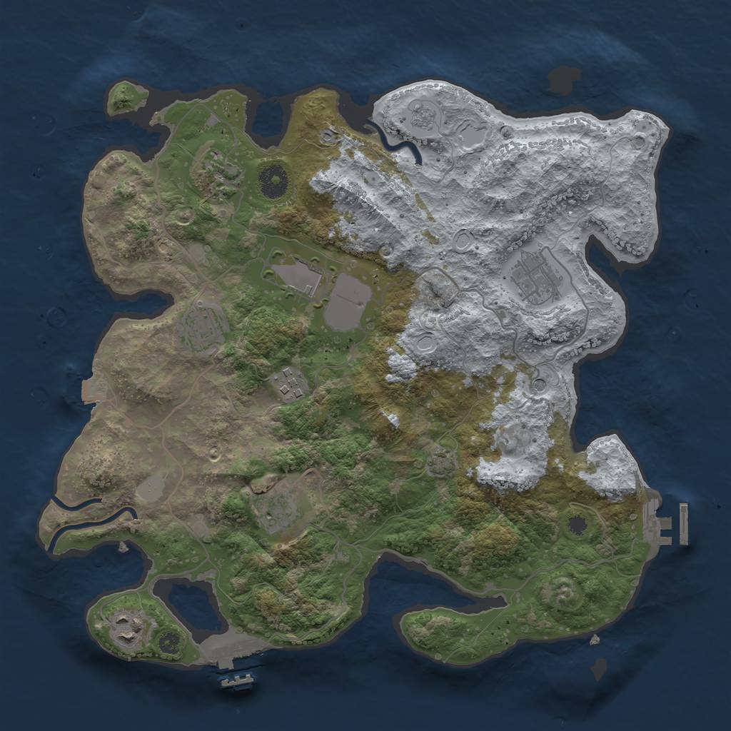 Rust Map: Procedural Map, Size: 3500, Seed: 1168085123, 15 Monuments