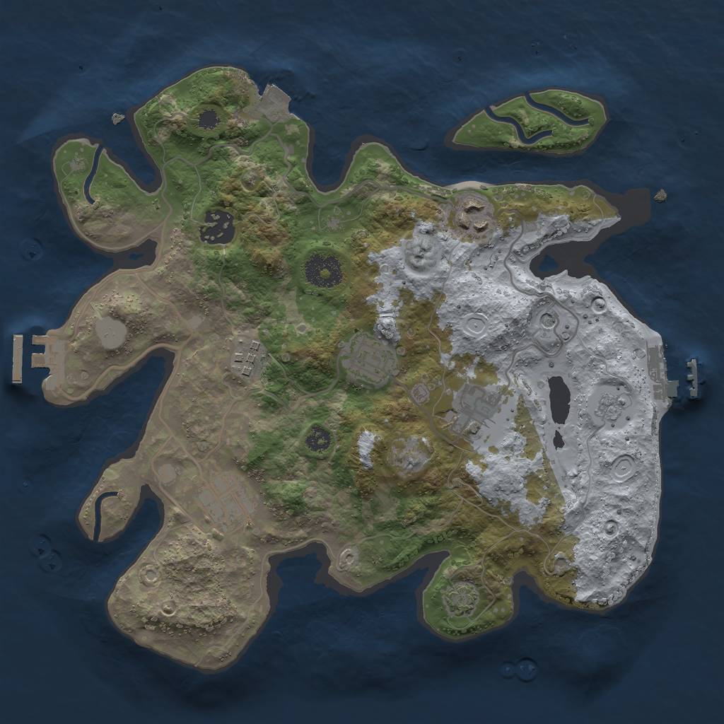 Rust Map: Procedural Map, Size: 3000, Seed: 752839, 14 Monuments