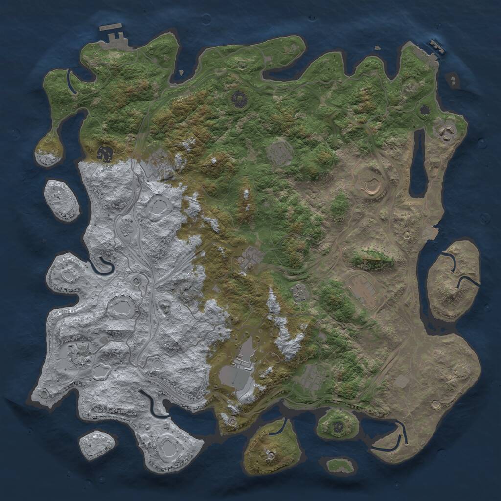 Rust Map: Procedural Map, Size: 4500, Seed: 2132109499, 17 Monuments