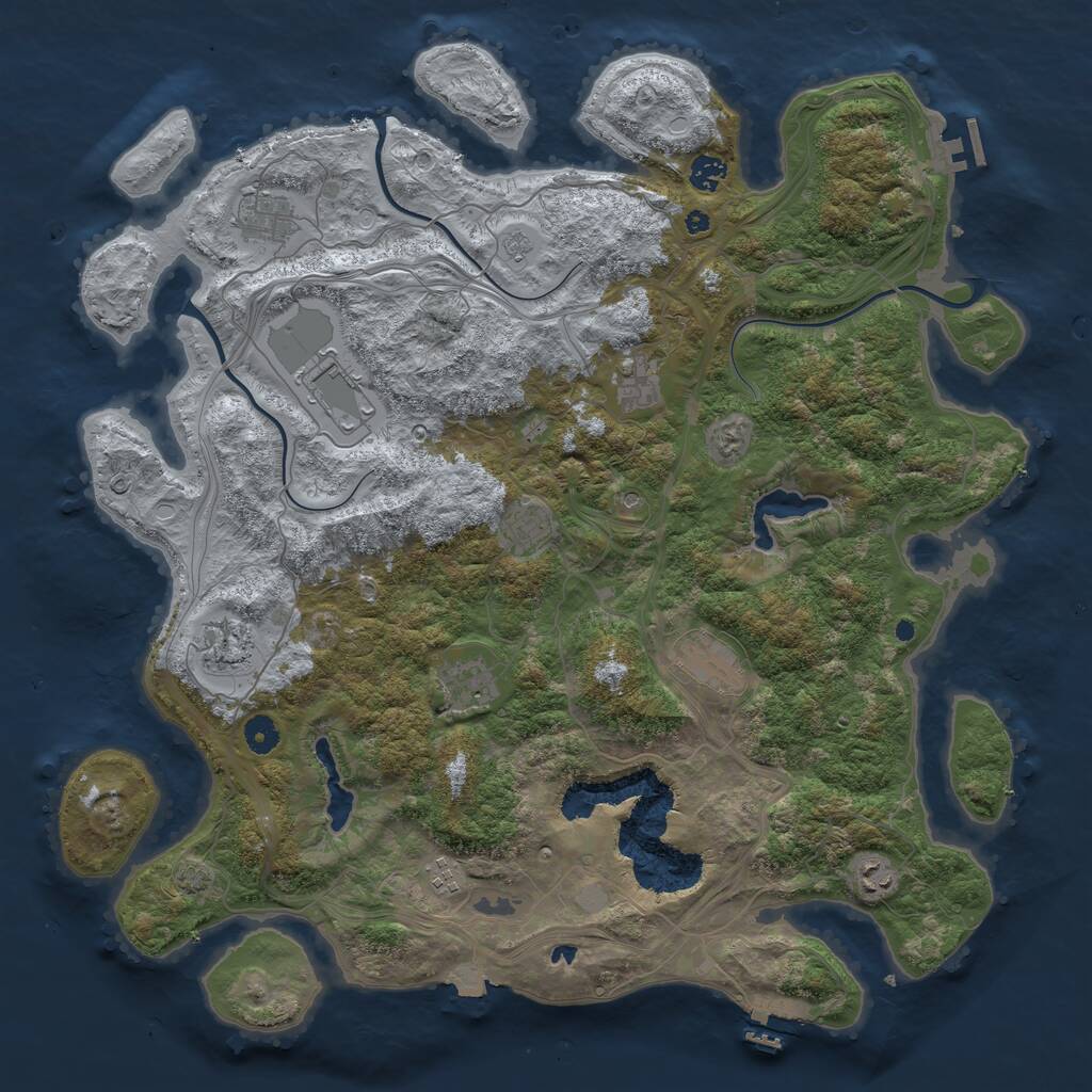 Rust Map: Procedural Map, Size: 4500, Seed: 1925339479, 16 Monuments