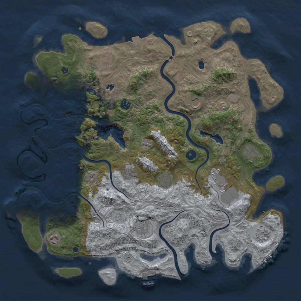 Rust Map: Procedural Map, Size: 4500, Seed: 37546465, 17 Monuments