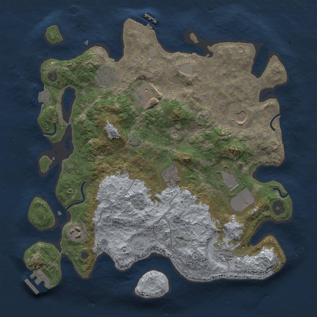 Rust Map: Procedural Map, Size: 3500, Seed: 2067467886, 16 Monuments