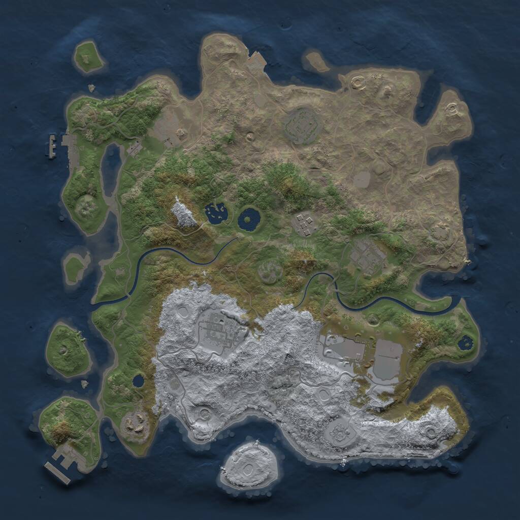Rust Map: Procedural Map, Size: 3500, Seed: 2067467886, 14 Monuments
