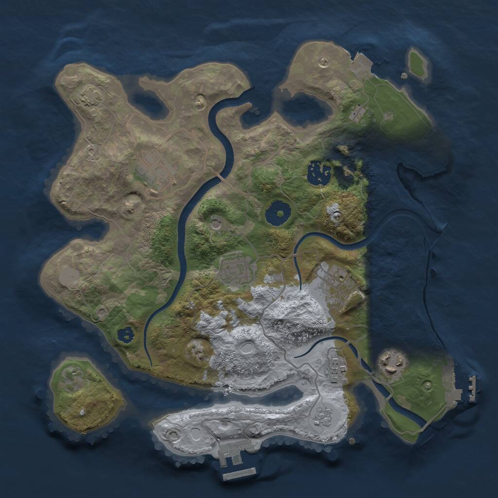 Rust Map: Procedural Map, Size: 3000, Seed: 1155199886, 12 Monuments