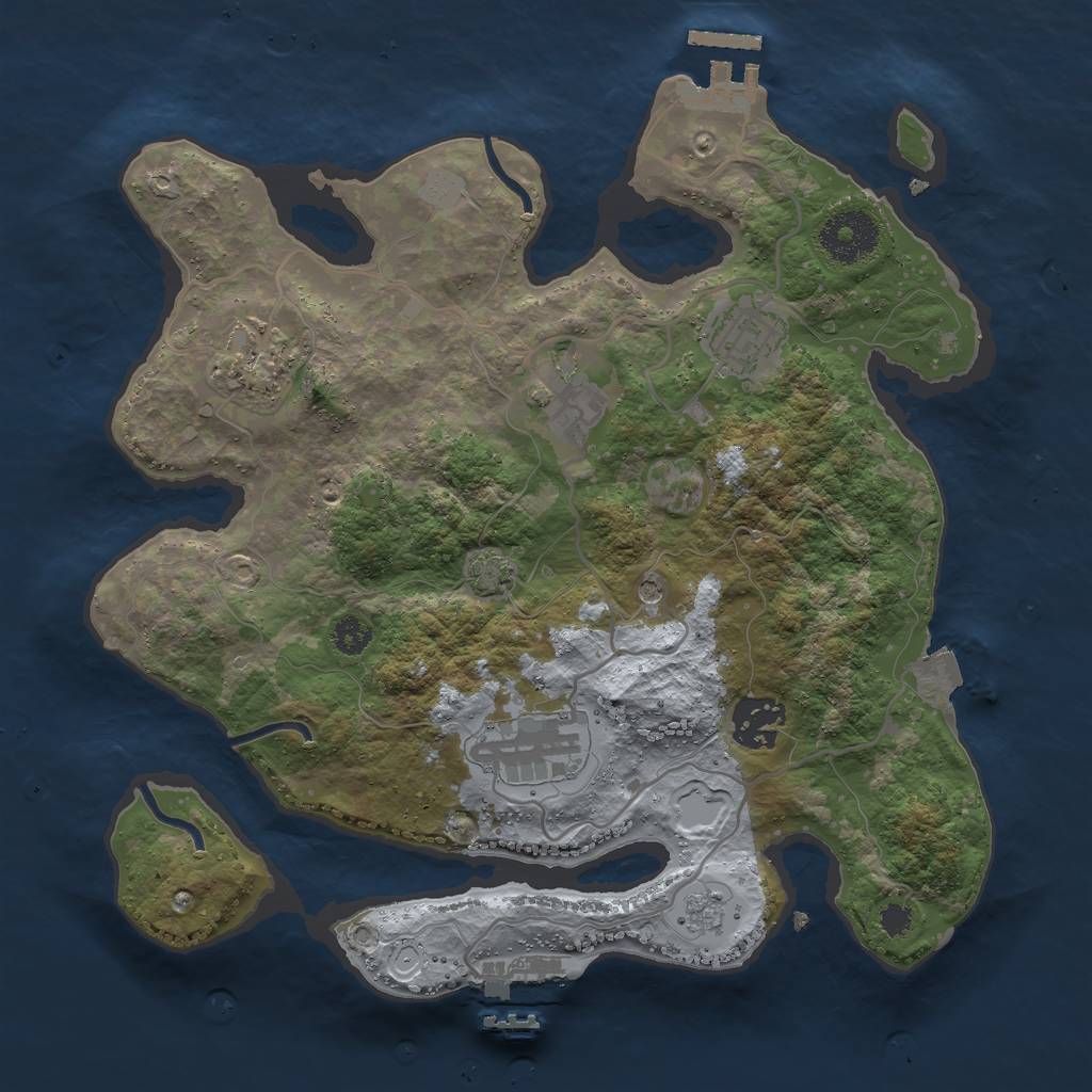 Rust Map: Procedural Map, Size: 3000, Seed: 1155199886, 13 Monuments