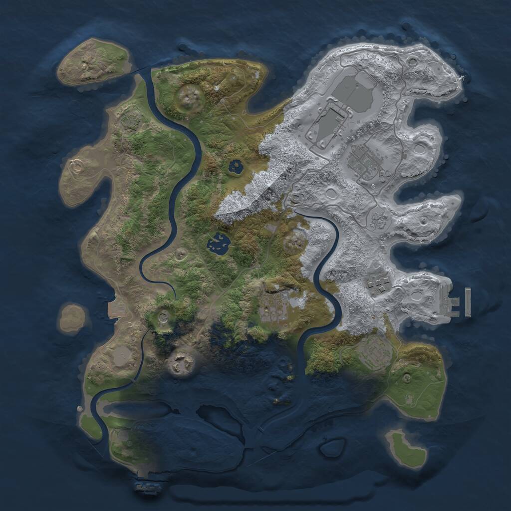 Rust Map: Procedural Map, Size: 3500, Seed: 3041460, 13 Monuments