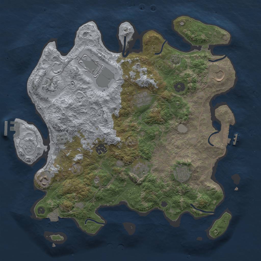 Rust Map: Procedural Map, Size: 3650, Seed: 21, 17 Monuments