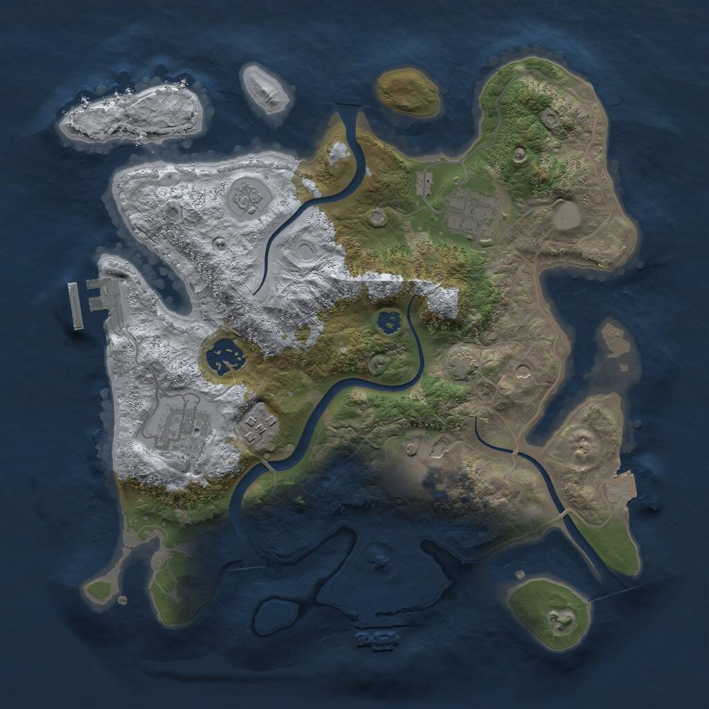 Rust Map: Procedural Map, Size: 3000, Seed: 1405291043, 11 Monuments