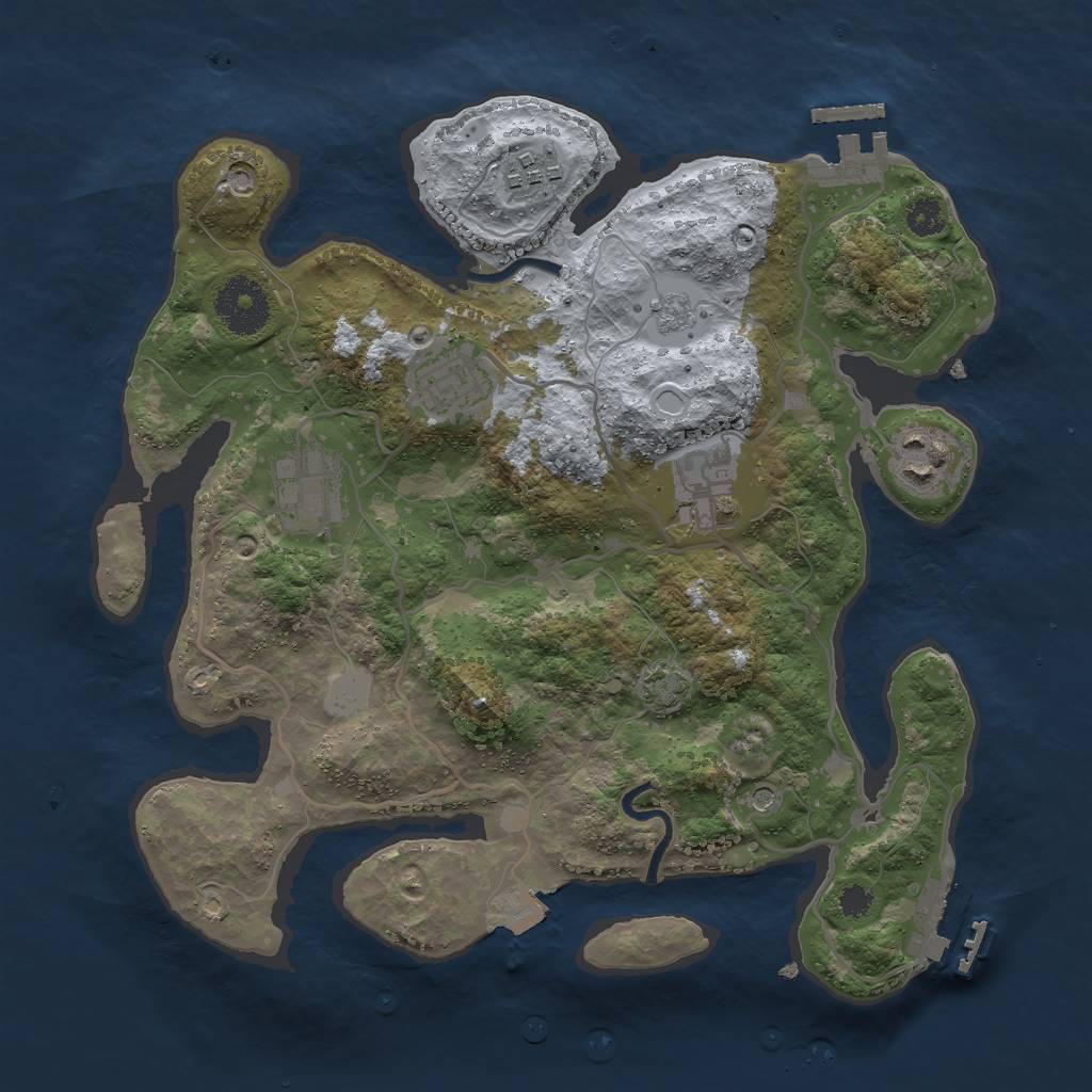 Rust Map: Procedural Map, Size: 3000, Seed: 1524176609, 13 Monuments