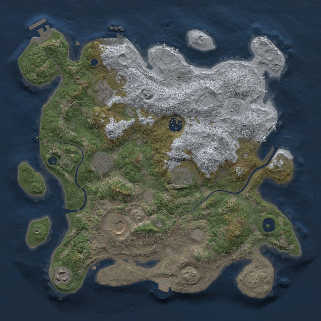 Rust Map: Procedural Map, Size: 3500, Seed: 53490, 13 Monuments