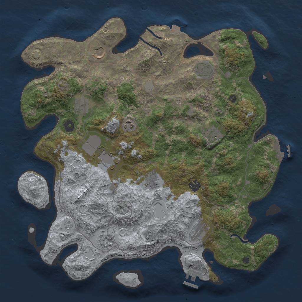 Rust Map: Procedural Map, Size: 4000, Seed: 656300599, 19 Monuments