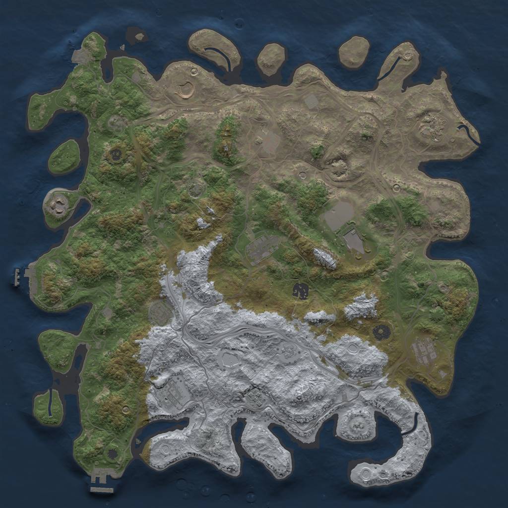 Rust Map: Procedural Map, Size: 4500, Seed: 2117137372, 19 Monuments