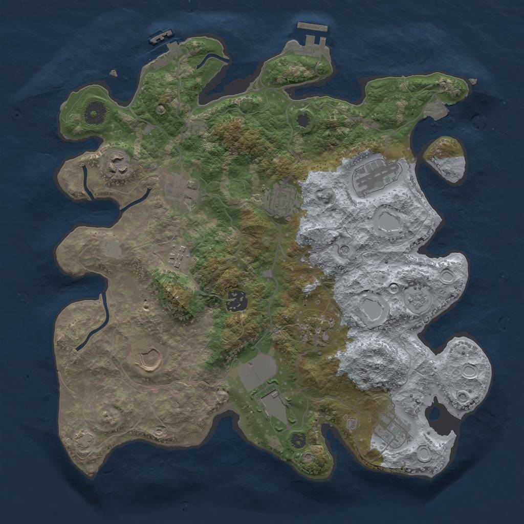 Rust Map: Procedural Map, Size: 3500, Seed: 1599994939, 18 Monuments
