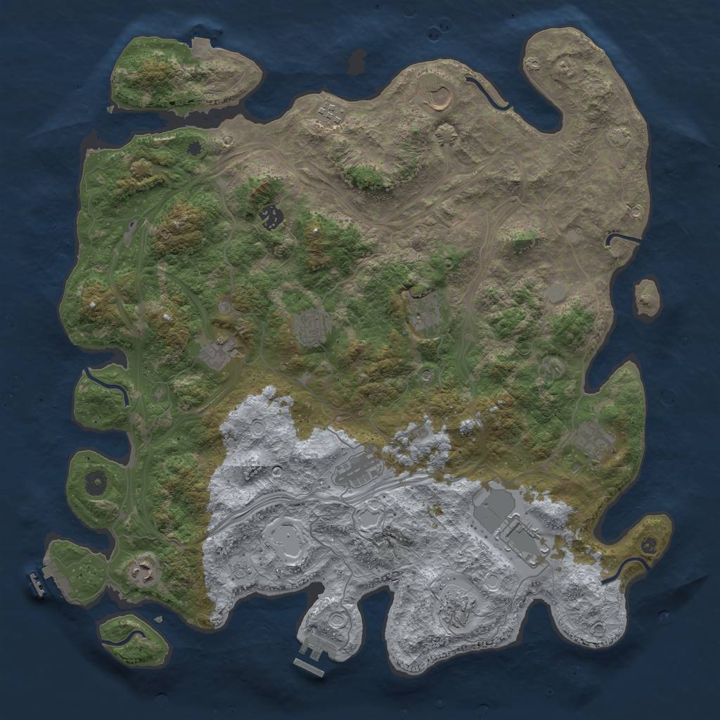 Rust Map: Procedural Map, Size: 4500, Seed: 1388854849, 19 Monuments