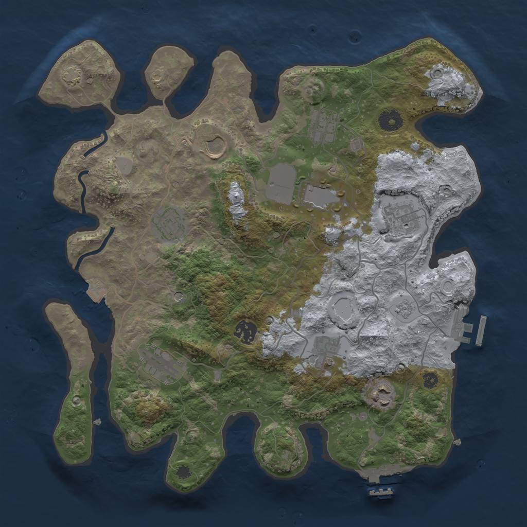 Rust Map: Procedural Map, Size: 3500, Seed: 439858209, 17 Monuments