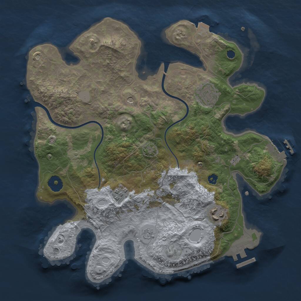 Rust Map: Procedural Map, Size: 3000, Seed: 994607480, 9 Monuments