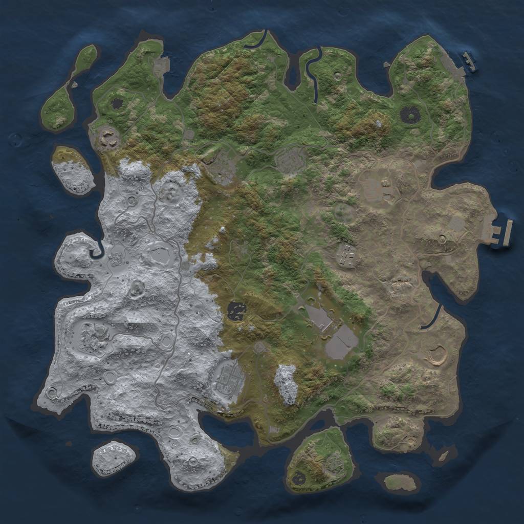Rust Map: Procedural Map, Size: 4000, Seed: 2132109499, 18 Monuments