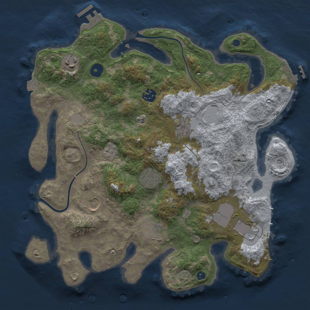 Rust Map: Procedural Map, Size: 3500, Seed: 1846618920, 14 Monuments