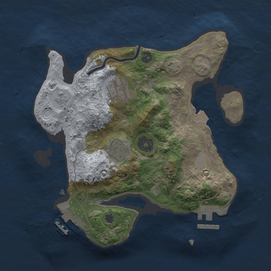 Rust Map: Procedural Map, Size: 2500, Seed: 608669424, 7 Monuments