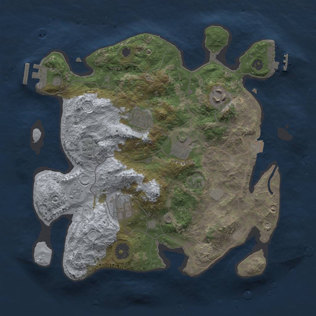 Rust Map: Procedural Map, Size: 3000, Seed: 992155233, 12 Monuments