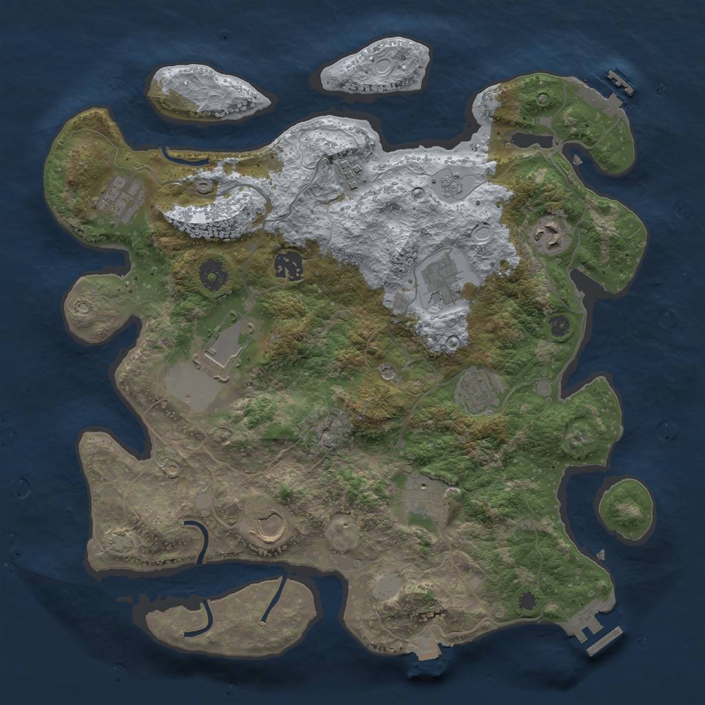 Rust Map: Procedural Map, Size: 3500, Seed: 1573970435, 17 Monuments