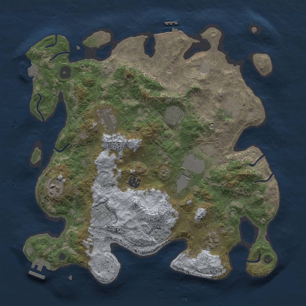 Rust Map: Procedural Map, Size: 3750, Seed: 1743044099, 17 Monuments