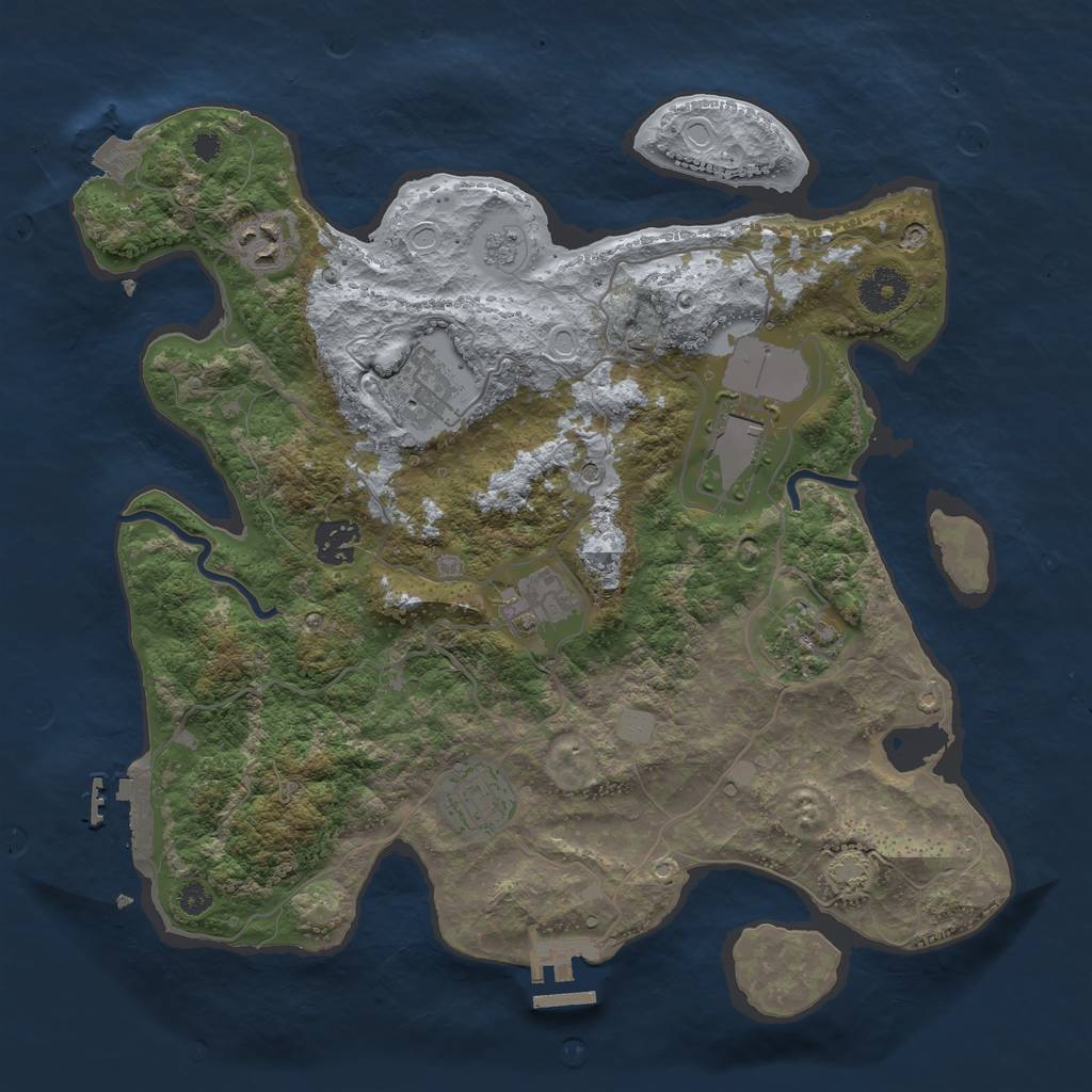 Rust Map: Procedural Map, Size: 3500, Seed: 1642625850, 15 Monuments