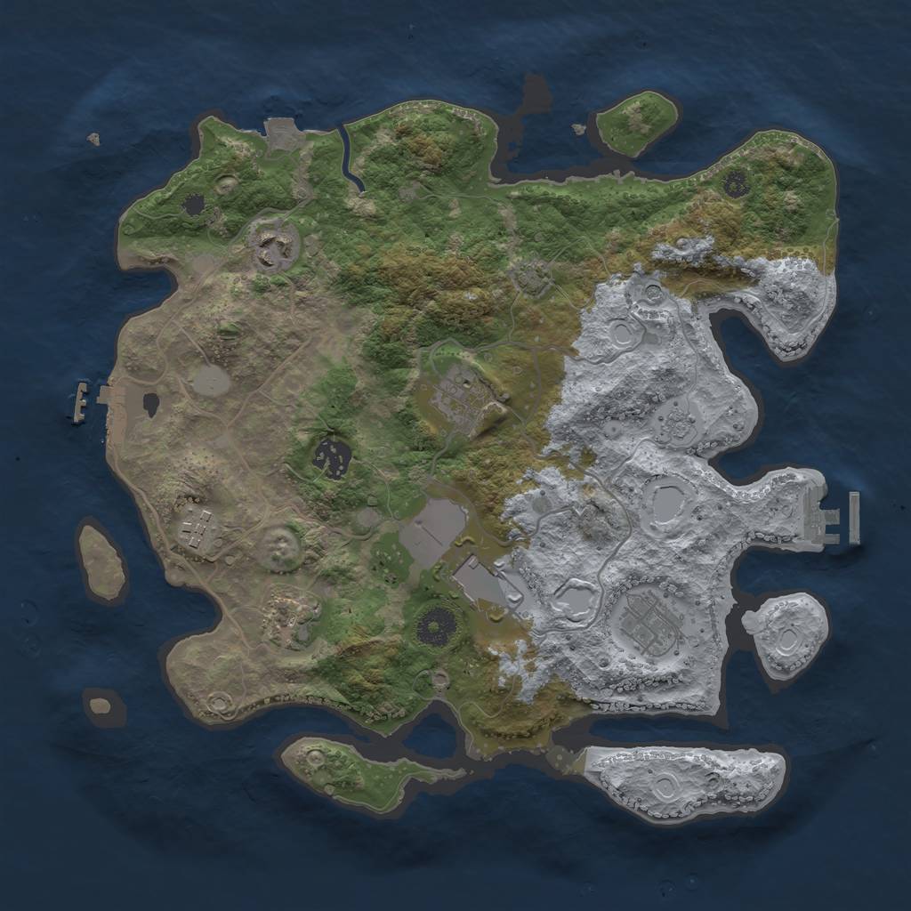 Rust Map: Procedural Map, Size: 3500, Seed: 767234891, 15 Monuments