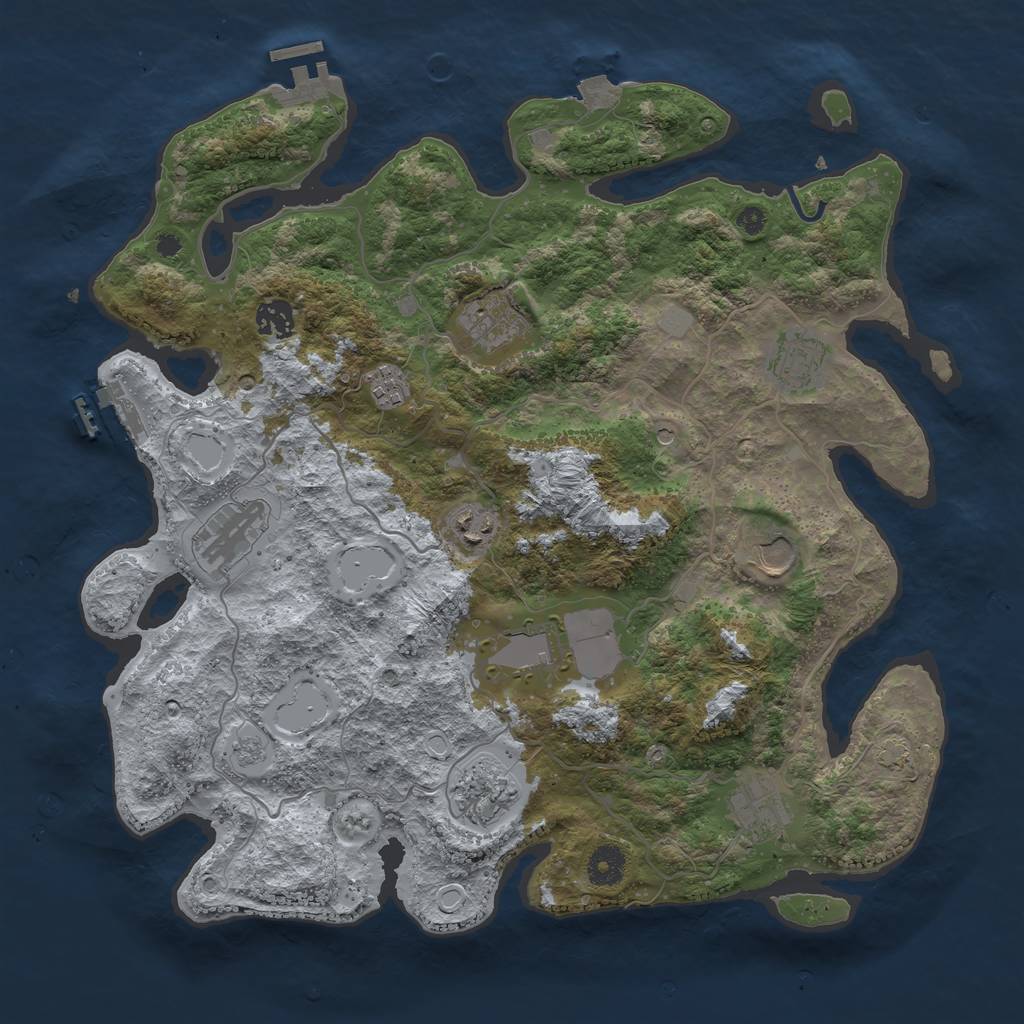 Rust Map: Procedural Map, Size: 3850, Seed: 583901947, 18 Monuments