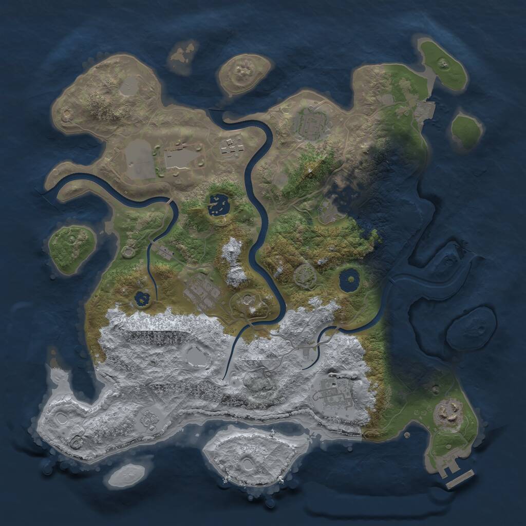 Rust Map: Procedural Map, Size: 3500, Seed: 1833385339, 13 Monuments