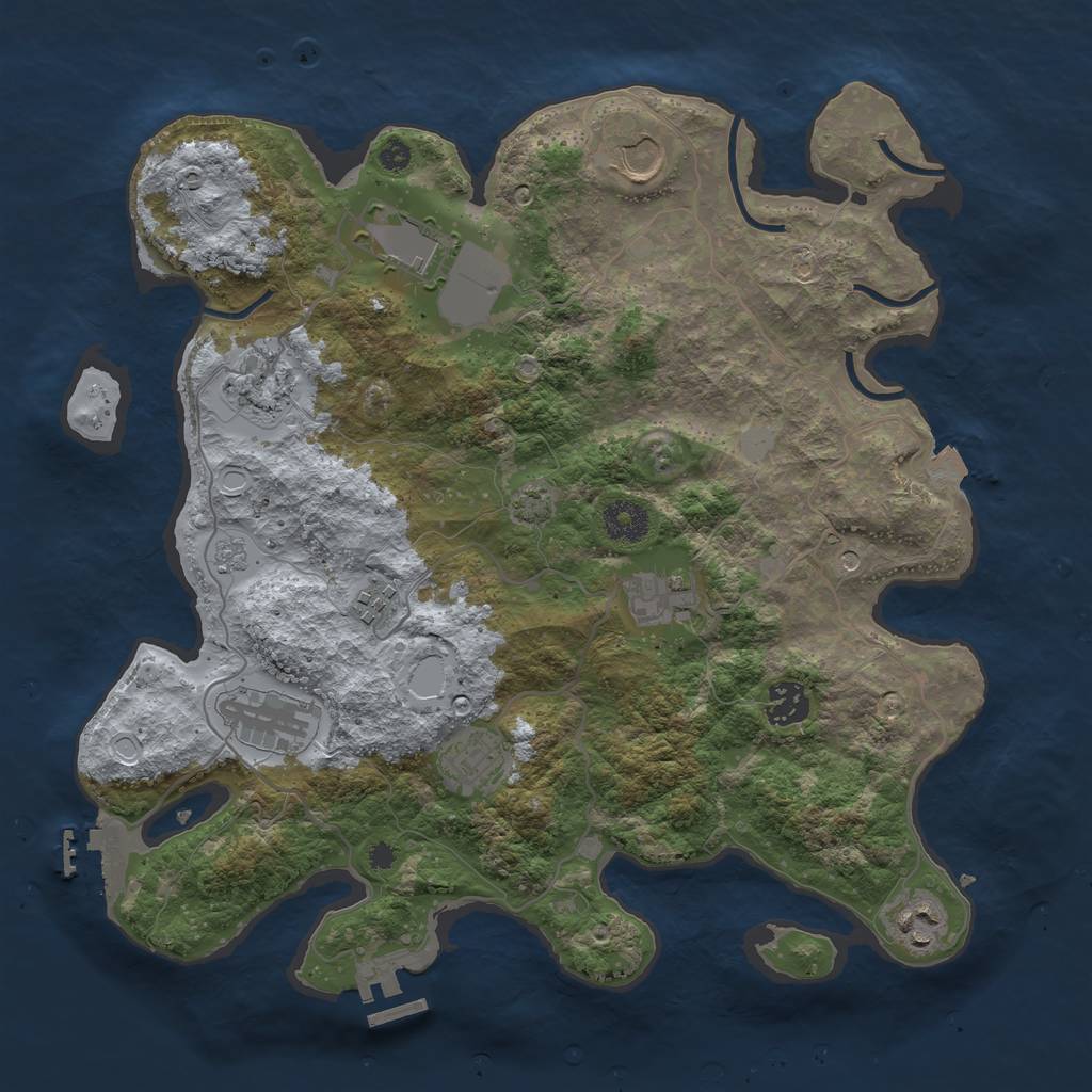 Rust Map: Procedural Map, Size: 3600, Seed: 628827326, 17 Monuments