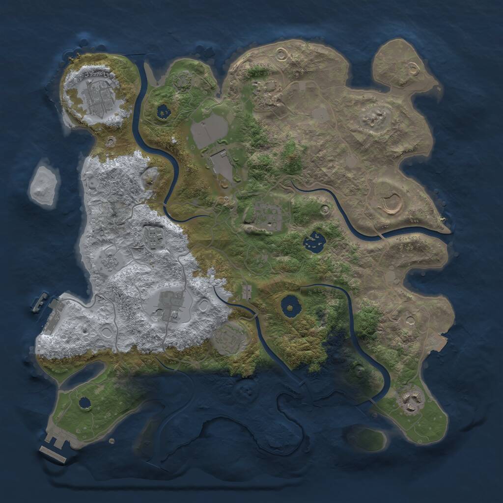 Rust Map: Procedural Map, Size: 3600, Seed: 628827326, 16 Monuments