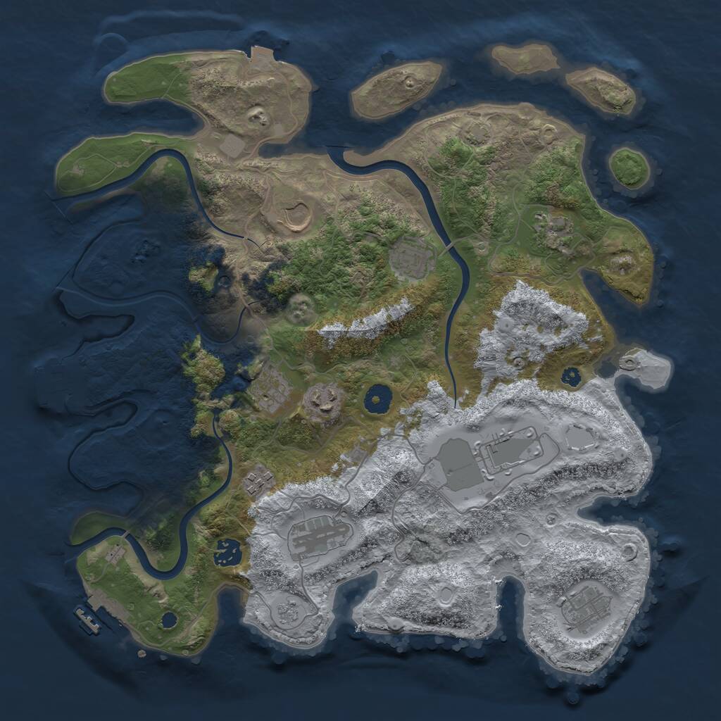 Rust Map: Procedural Map, Size: 3750, Seed: 647911, 16 Monuments