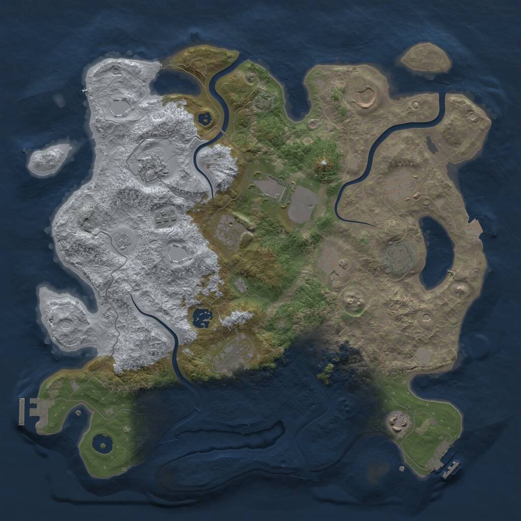 Rust Map: Procedural Map, Size: 3875, Seed: 1166304731, 17 Monuments