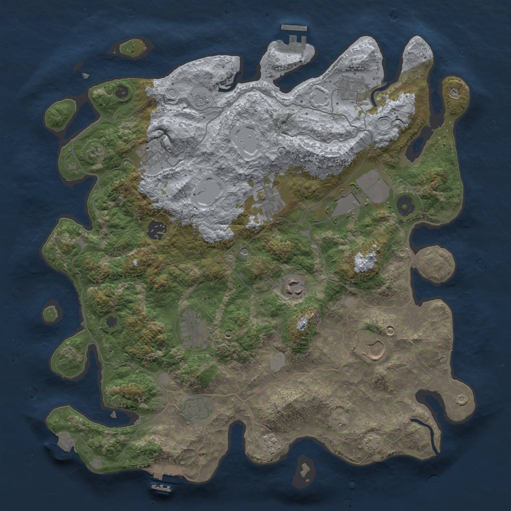 Rust Map: Procedural Map, Size: 4000, Seed: 1586544950, 18 Monuments