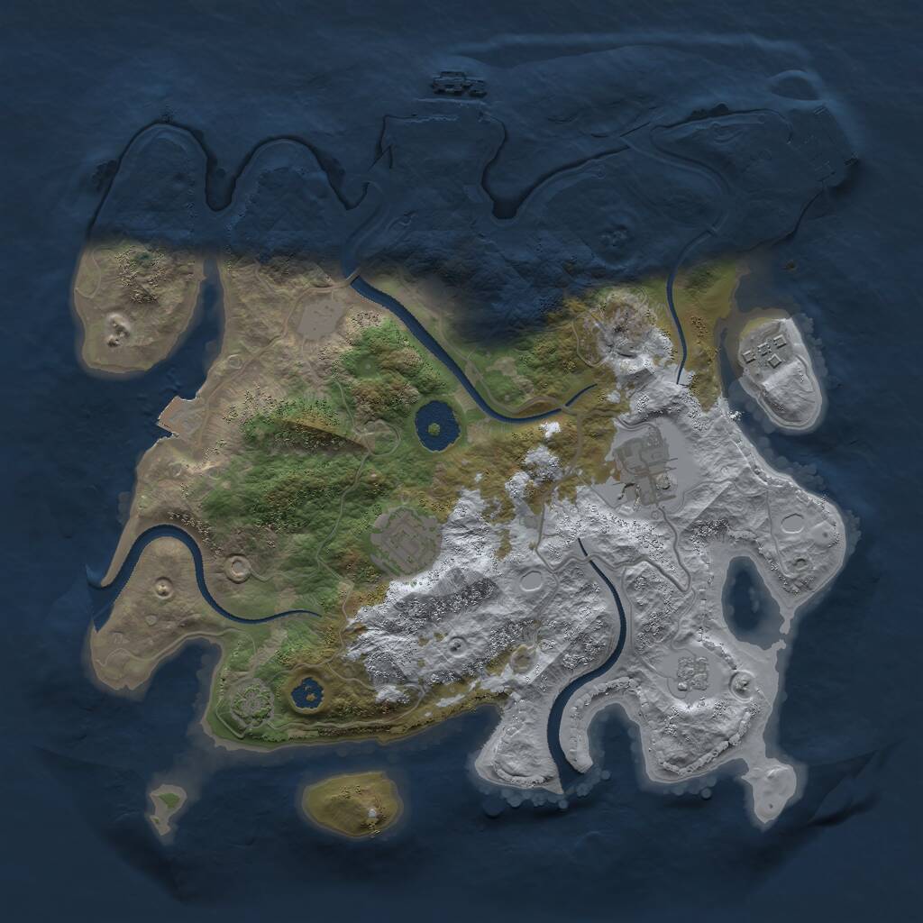 Rust Map: Procedural Map, Size: 3000, Seed: 88697, 8 Monuments