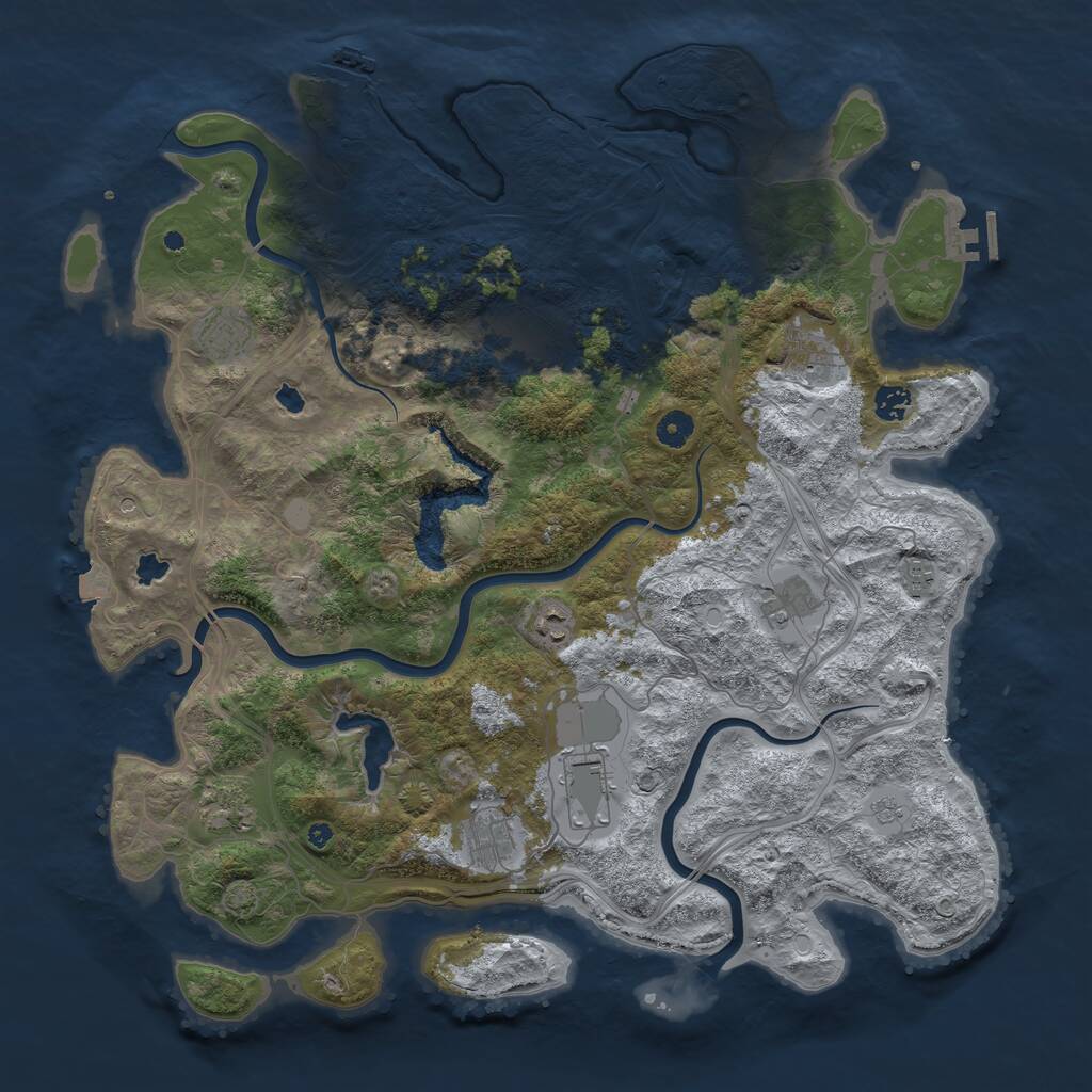 Rust Map: Procedural Map, Size: 4500, Seed: 1180791840, 16 Monuments