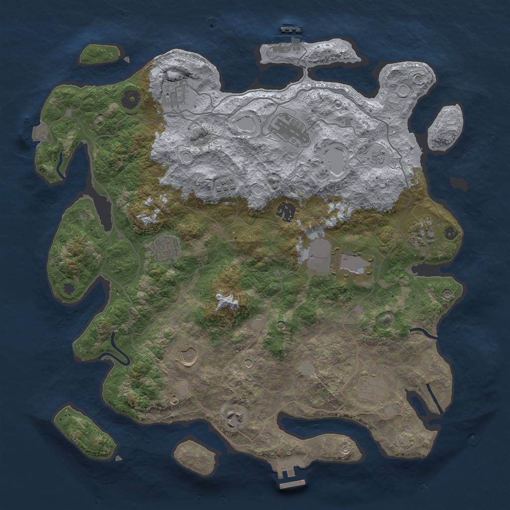 Rust Map: Procedural Map, Size: 4000, Seed: 132347, 18 Monuments