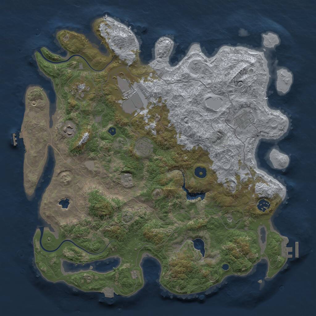 Rust Map: Procedural Map, Size: 4000, Seed: 556117181, 13 Monuments
