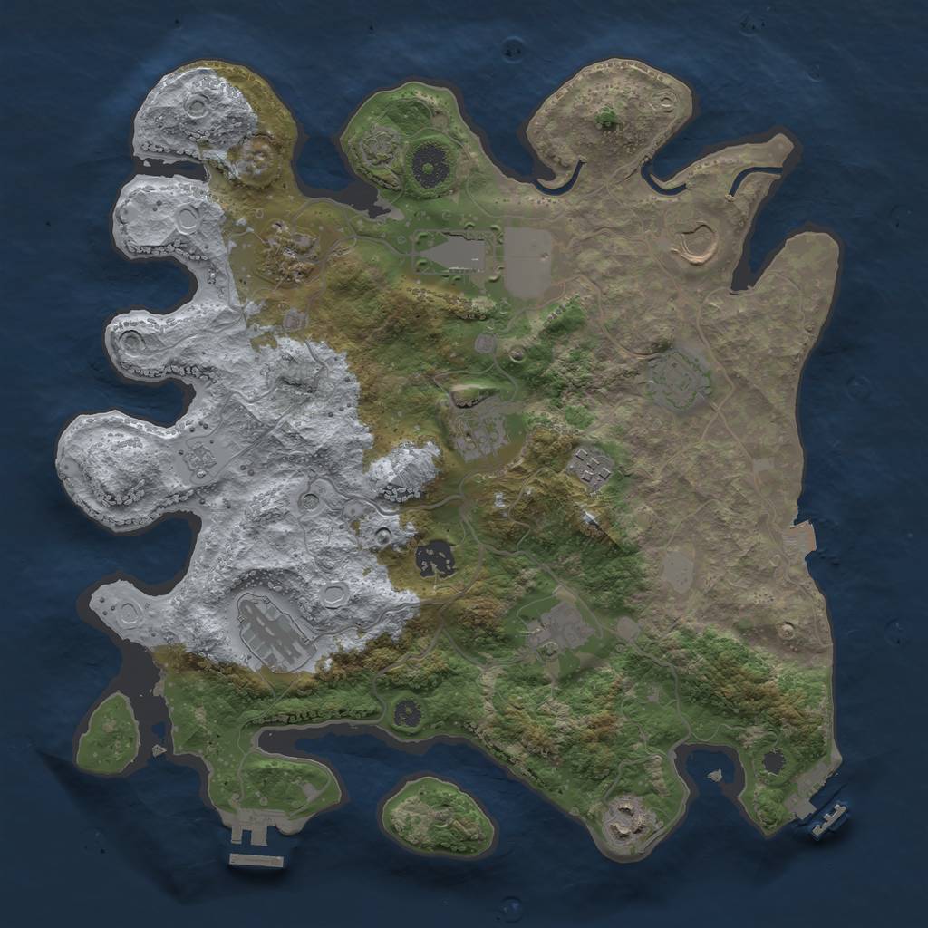 Rust Map: Procedural Map, Size: 3500, Seed: 759136737, 18 Monuments