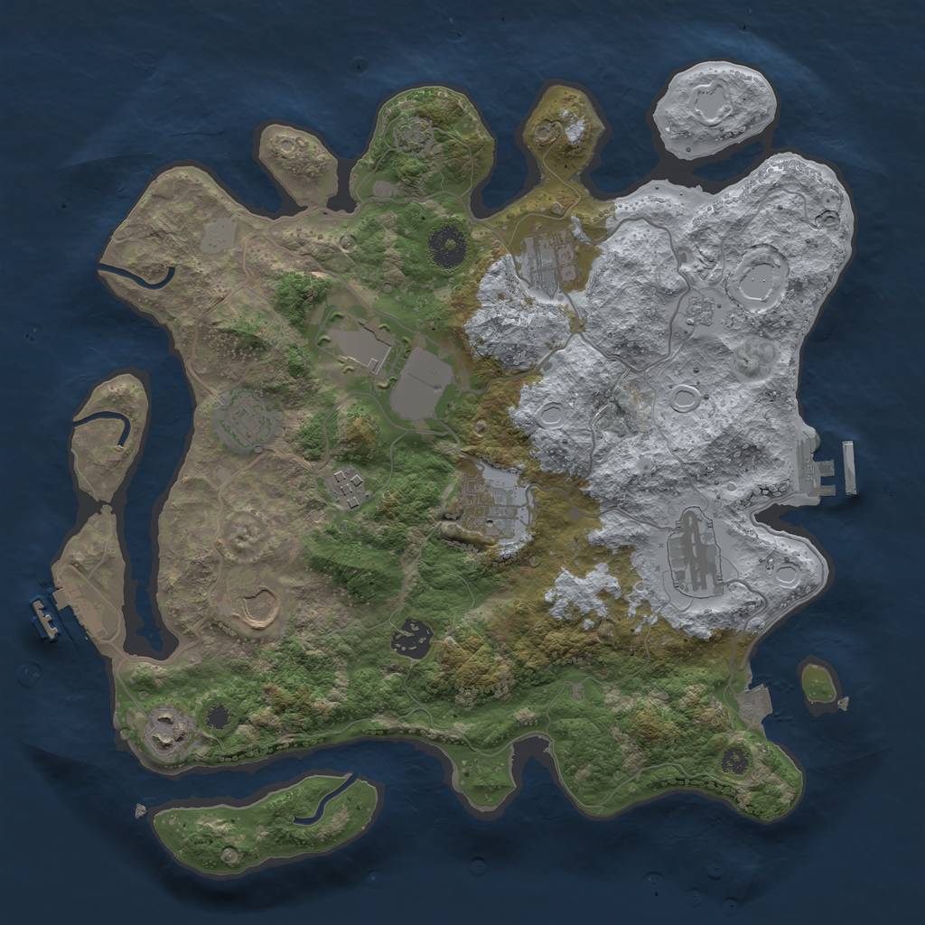 Rust Map: Procedural Map, Size: 3500, Seed: 1748437391, 16 Monuments