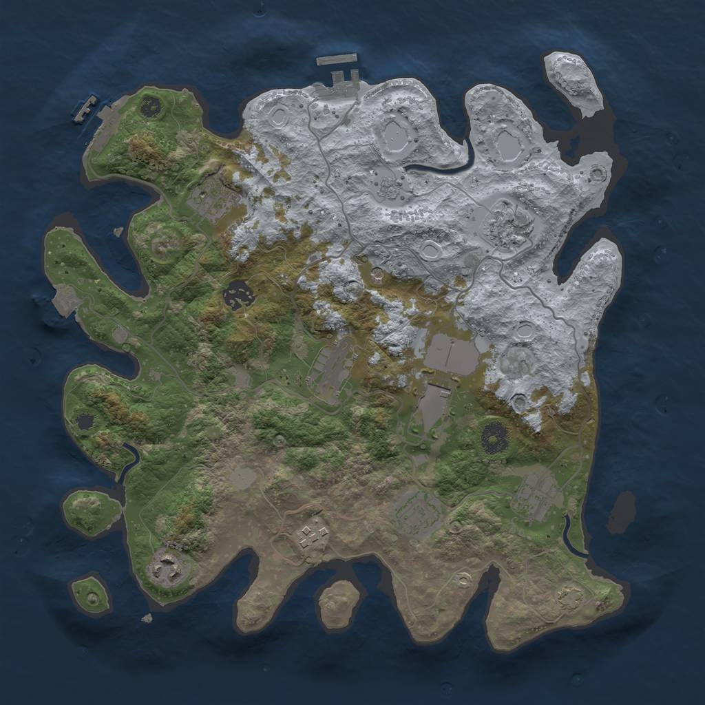 Rust Map: Procedural Map, Size: 3500, Seed: 1608286987, 17 Monuments