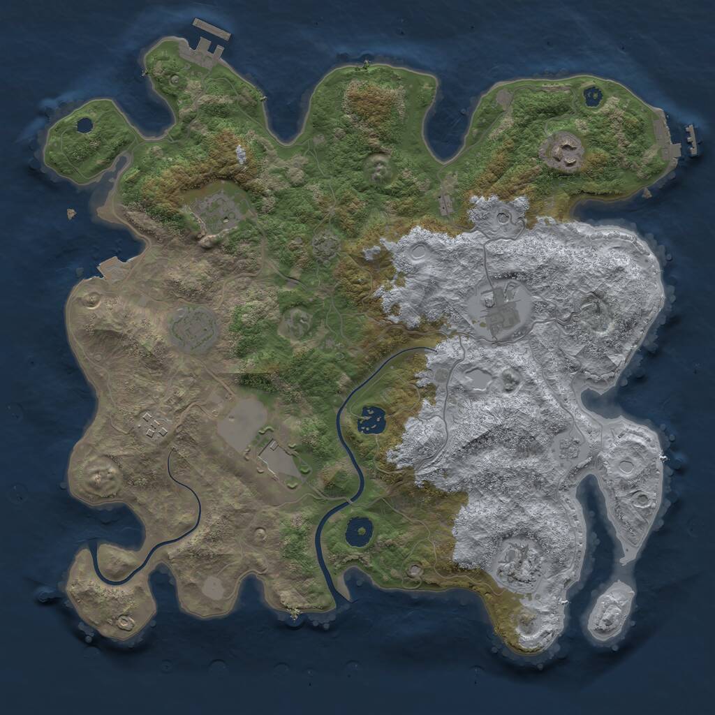 Rust Map: Procedural Map, Size: 3700, Seed: 20246788, 14 Monuments