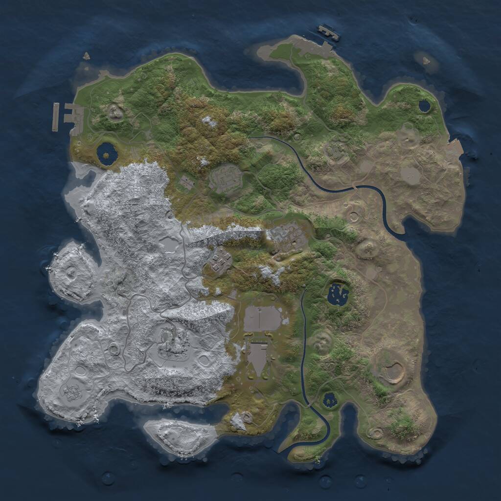 Rust Map: Procedural Map, Size: 3500, Seed: 1143685285, 13 Monuments