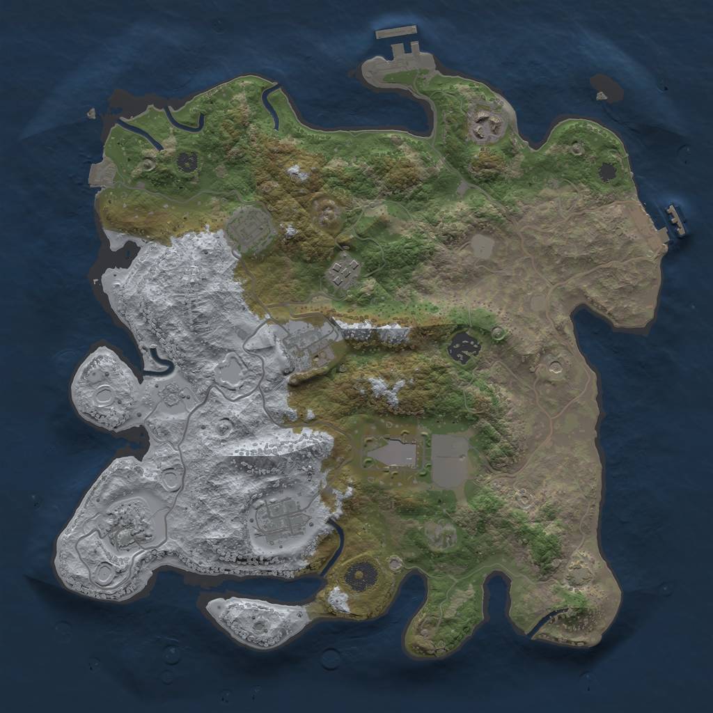 Rust Map: Procedural Map, Size: 3500, Seed: 1143685285, 16 Monuments