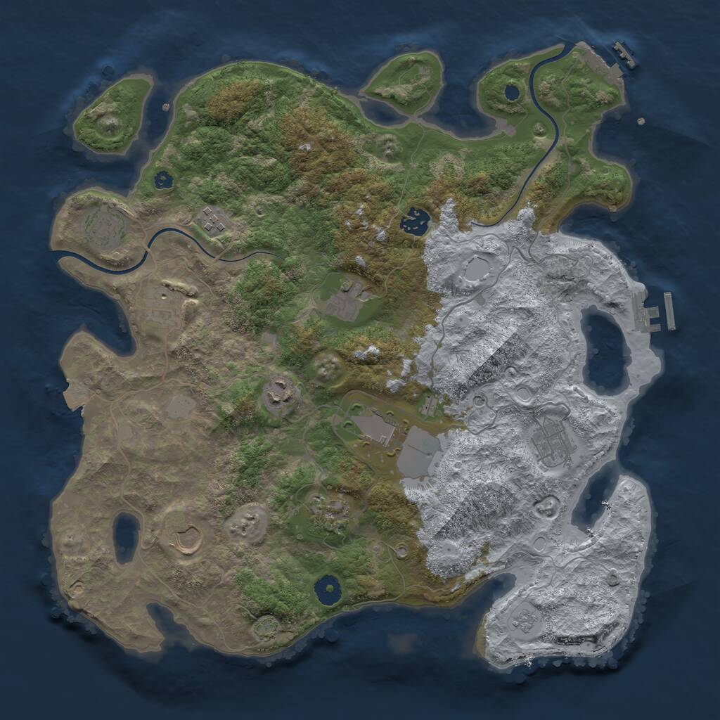 Rust Map: Procedural Map, Size: 3850, Seed: 988549713, 16 Monuments
