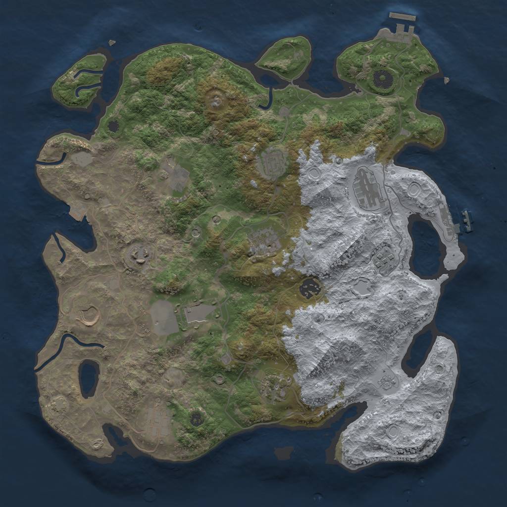 Rust Map: Procedural Map, Size: 3850, Seed: 988549713, 19 Monuments